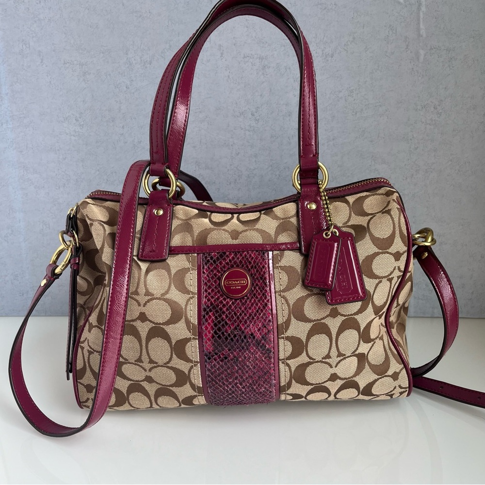 Coach Brown and Pink Signature Satchel
